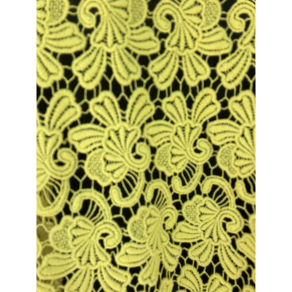 Chartreuse Guipure Lace Open Front Boho Cardigan - Picture 6 of 8